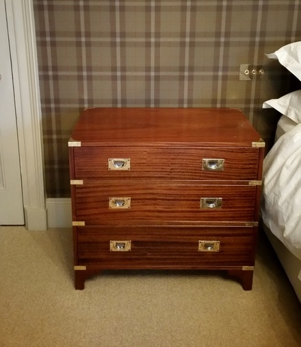 Campaign Three Drawer Chest  with Solid Brass Inlays. Prestbury, Cheshire.